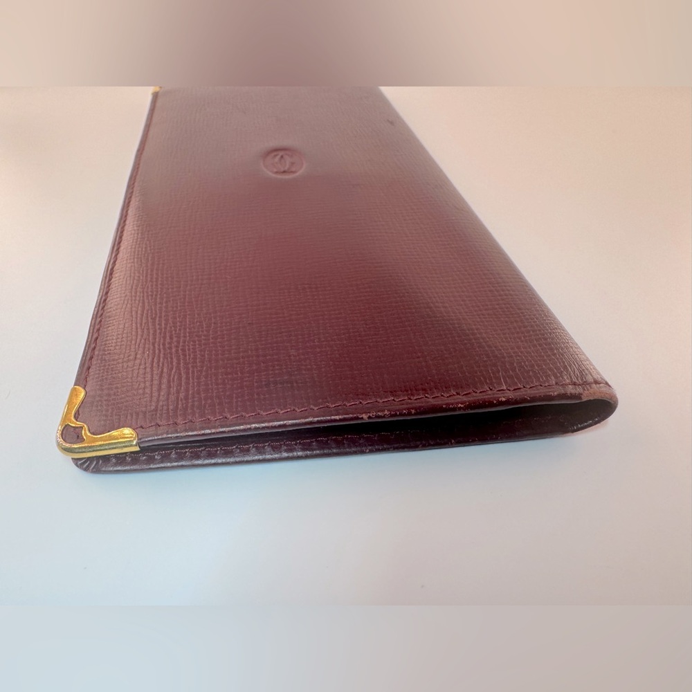 Cartier Wallet Long Bifold Wallet Must de Cartier Burgundy Gold Corners Vintage - Picture 13 of 16